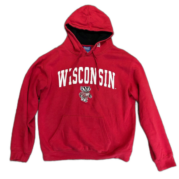 Wisconsin Badgers Campus Heritage Red Embroidered Pullover Hoodie Size M - Picture 2 of 13
